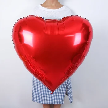 Балон във Формата На Сърце 75 см, Балони във Формата На Червени Сърца, Балони За Партита, Свети Валентин, Сватбени Декорации За Любов, Сватбени Аксесоари, Балони Балони
