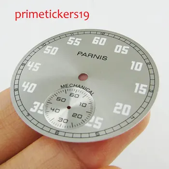 38,9 мм Парнис сив циферблат бели фигури, подходящи 6498 механизъм мъжки часовник циферблат